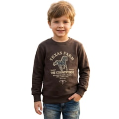 Moletom Infantil Texas Farm Feeling Marrom Café Estampa Bege Claro REF:MTCMINI003/MTCTEEN003 Moletom Infantil Texas Farm Feeling Marrom Café Estampa Bege Claro REF:MTCMINI003/MTCTEEN003