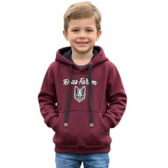 Moletom Infantil Texas Farm Canguru Com Capuz Vermelho Vinho Estampa Off White/Preto REF:MTMINI004/MTTEEN00 Moletom Infantil Texas Farm Canguru Com Capuz Vermelho Vinho Estampa Off White/Preto REF:MTMINI004/MTTEEN00