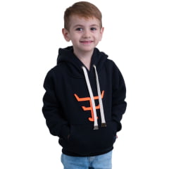 Moletom Infantil Texas Farm Preto Modelo Canguru Com Logo Laranja Neon Ref:MTMINI 001