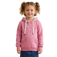 Moletom Infantil Texas Farm Rosa Algodão Doce Com Logo Rosa BB Modelo Canguru Com Capuz Ref:MTEEN0001