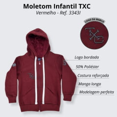 Moletom Infantil Txc Vermelho Com Capuz E Cordão Manga Longa - Ref. 3343