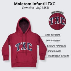 Moletom Infantil TXC Vermelho Com Capuz E Cordão Manga Longa - Ref. 3355I