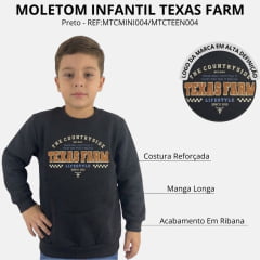 Moletom Infantil Juvenil Texas Farm Race Start Gola Careca Preto REF:MTCMINI004/MTCTEEN004