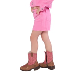 Shorts Infantil Country City Rosa Com Brilho E Barra Desfiada TEF: 305 Jade