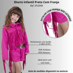 Shorts Princesa Infantil Country City Rosa Com Franja Ref:SPI2049