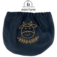 Tapa Fralda Bebê Mini Farm Com Lycra Preto Com Bordado De Boizinho Dourado Ref: MF118