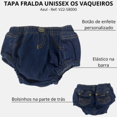 Tapa Fralda Bebê Os Vaqueiros Unissex Stone Com Bolsos Atrás Ref: V22-58000