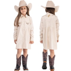 Vestido Infantil Zenz Western Kids Sweet Corn Manga Longa Xadrez Bege Bordado Ref:ZW0325058-1584 Vestido Infantil Zenz Western Kids Sweet Corn Manga Longa Xadrez Bege Bordado Ref:ZW0325058-1584