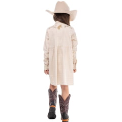Vestido Infantil Zenz Western Kids Sweet Corn Manga Longa Xadrez Bege Bordado Ref:ZW0325058-1584