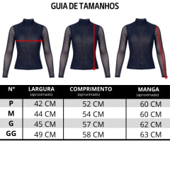 Camiseta Feminina Buphallos Manga Longa De Tule Azul Marinho Ref: BPL1881