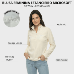 Blusa Feminina Estancieiro Microsoft Gola Alta Com Zíper Off White - REF:5134A.024