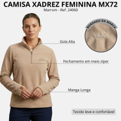 Blusa Feminina Estanciero Microsoft Gola Alta Com Zíper Bege Camelo Ref: 5134 A.175