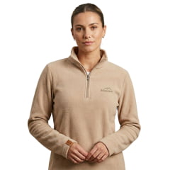 Blusa Feminina Estanciero Microsoft Gola Alta Com Zíper Bege Camelo Ref: 5134 A.175