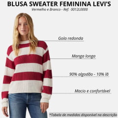 Blusa Sweater Feminina Levi's De Lã Em Vermelho E Branco Ref: 0012L0000