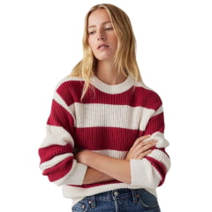 Blusa Sweater Feminina Levi's De Lã Em Vermelho E Branco Ref: 0012L0000
