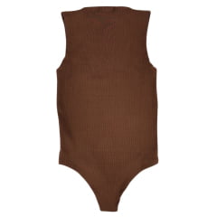 Body Feminino Miss Country Básico Sem Manga Com Logo Marrom Ref:003277