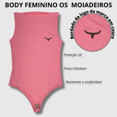 Body Feminino Moiadeiros Sem Manga Canoa Logo em Couro - Escolha a cor