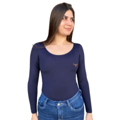 Body Feminino Os Moiadeiros Manga Longa Decote Canoa Logo Em Couro - Escolha a cor