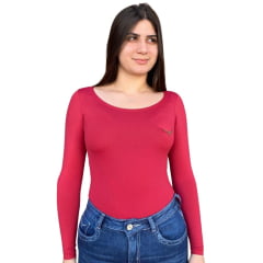 Body Feminino Os Moiadeiros Manga Longa Decote Canoa Logo Em Couro - Escolha a cor