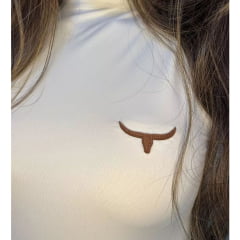 Body Feminino Os Moiadeiros Sem Manga Gola Canoa Off White Com Logo Em Couro Ref:BF133