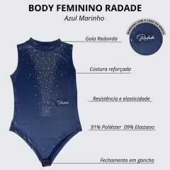 Body Feminino Radade Regata Com Strass Rosa Antigo/Azul Marinho