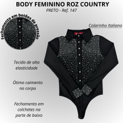 Body Feminino Roz Country Bordados Com Brilho R:147 - Escolha a cor