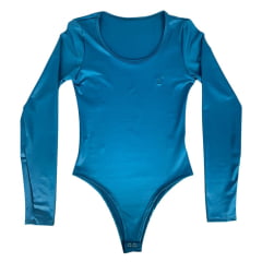 Body Feminino Texas Farm Cirre Fore Most Azul Petróleo Manga Longa Logo Pequeno Ref:BOM002