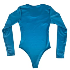 Body Feminino Texas Farm Cirre Fore Most Azul Petróleo Manga Longa Logo Pequeno Ref:BOM002