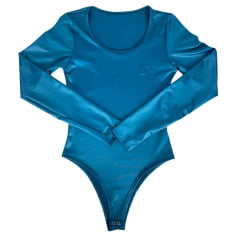 Body Feminino Texas Farm Cirre Fore Most Azul Petróleo Manga Longa Logo Pequeno Ref:BOM002