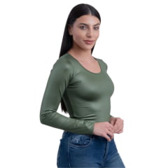 Body Feminino Texas Farm Cirrê Fore Most Verde Broto Manga Longa Ref:BOM002