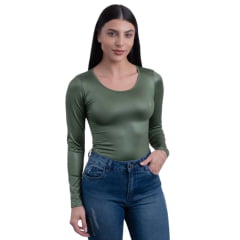 Body Feminino Texas Farm Cirrê Fore Most Verde Broto Manga Longa Ref:BOM002