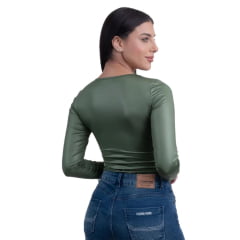 Body Feminino Texas Farm Cirrê Fore Most Verde Broto Manga Longa Ref:BOM002