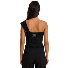 Body Feminino TXC Slim Viscose Power Preto 1 Ombro Só Logo Chapinha Ref: 51216