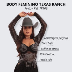 Body Texas Ranch Tule Com Bojo e Strass - Ref. TR106