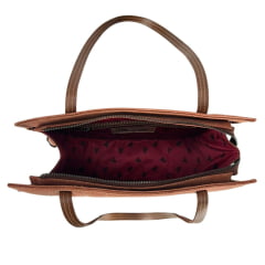Bolsa Feminina Goyazes Couro Atlanta Caramelo/Couro Strong Havana Com Bordado Florão Ref:B-2506-3