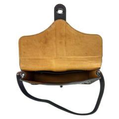 Bolsa Feminina Goyazes Couro Bison Café Couro Pelo Bovino Detalhe Couro Entalhado Ref:B-2519-8