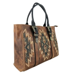 Bolsa Feminina Goyazes Couro Dallas Terra/Couro Pit Stop Preto Ref:B-2510-2