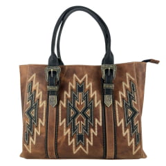 Bolsa Feminina Goyazes Couro Dallas Terra/Couro Pit Stop Preto Ref:B-2510-2