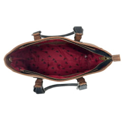 Bolsa Feminina Goyazes Couro Dallas Terra/Couro Pit Stop Preto Ref:B-2510-2
