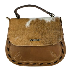 Bolsa Feminina Goyazes Couro Pelo Bovino Caramelo Couro Bison Tan Ref:B-2521-9