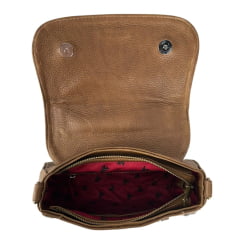 Bolsa Feminina Goyazes Couro Pelo Bovino Caramelo Couro Bison Tan Ref:B-2521-9