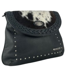 Bolsa Feminina Couro Pit Stop Preto Com Pelo Bovino - Ref. B-2518-6