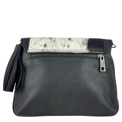 Bolsa Feminina Couro Pit Stop Preto Com Pelo Bovino - Ref. B-2518-6