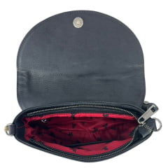 Bolsa Feminina Couro Pit Stop Preto Com Pelo Bovino - Ref. B-2518-6
