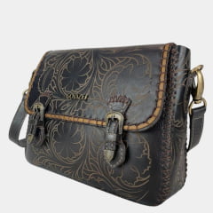 Bolsa Feminina Goyazes Couro Atlanta Café Bo Dallas Creme Ref:B-2408-3