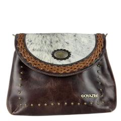 Bolsa Feminina Goyazes Couro Atlanta Café Couro Pelo Bovino Café Ref: B-2518-5