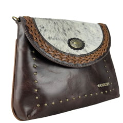 Bolsa Feminina Goyazes Couro Atlanta Café Couro Pelo Bovino Café Ref: B-2518-5