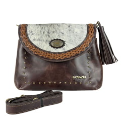 Bolsa Feminina Goyazes Couro Atlanta Café Couro Pelo Bovino Café Ref: B-2518-5