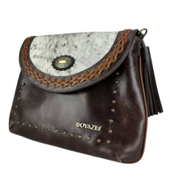 Bolsa Feminina Goyazes Couro Atlanta Café Couro Pelo Bovino Café Ref: B-2518-5