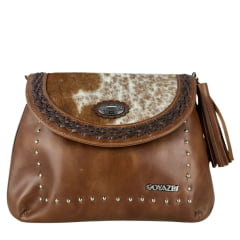 Bolsa Feminina Goyazes Couro Atlanta Caramelo Couro Pelo Bovino Caramelo Ref:B-2518-4